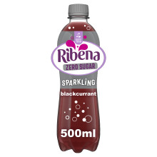 Ribena Sparkling Zero Blackcurrant Juice 500ml | Real Fruit | Rich in