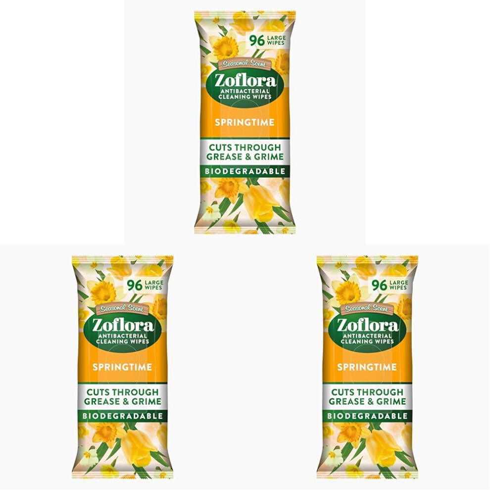 Zoflora Springtime Biodegradable Wipes, Antibacterial Multi