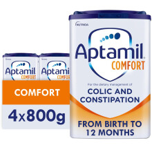 Aptamil Comfort Baby Milk Powder Formula, from Birth, 800g (Pack 4)