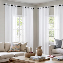 Cortinas transparentes con ojales blancas 140x122 cm juego de 4 unidades — visillos dormitorio, cortinaje salón