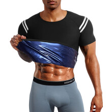 Herren Sauna-Trainingsshirt Schlankheits- und Formungs-Shirt Schwarz XL — schwitzweste herren, kompressionsshirt sport
