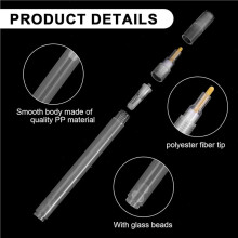 Marcadores de Tinta Acrílica, 12 Marcadores Vazios, Caneta de Retoque de Tinta Recarregável, Marcador de Tinta Redondo com Cabeça Plana e Inclinada