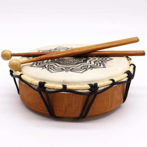 Ancient Wisdom Mandala Shamanic Drum with Drumstick - 20 cm 2