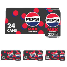 Pepsi Max Cherry Zero Sugar Cola Cans 24 x 330ml (Pack 4)