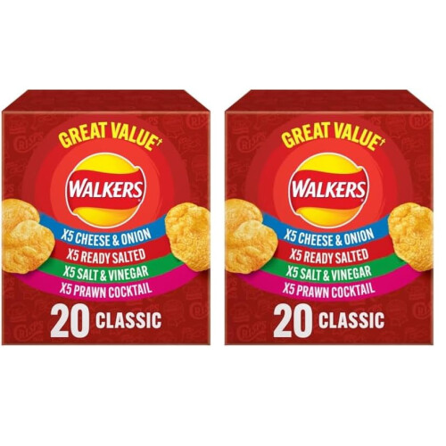 Walkers Walkers Classic Variety Crisps Box 20 x 25g (Pack 2)