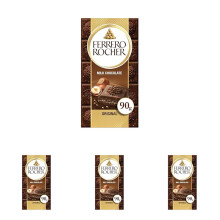 Ferrero Rocher Original Milk Chocolate Bar & Hazelnut, 90g (Pack 4)