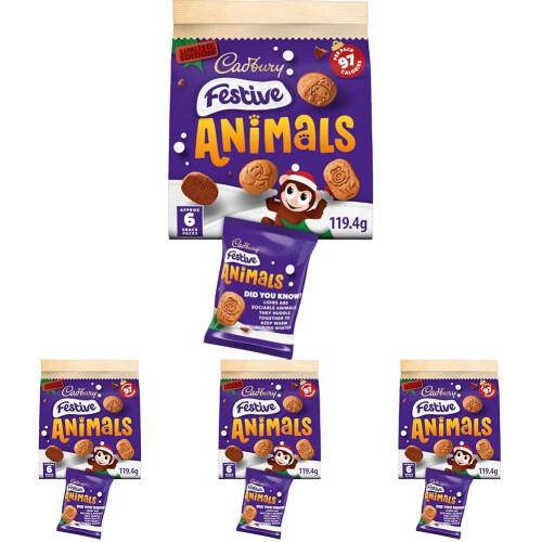 Cadbury Cadbury Festive Animal Shaped Biscuits w/ a Chocolate Base, Limited
