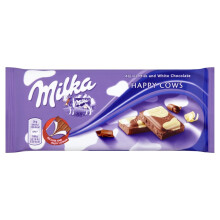 Milka Happy Cows Milk & White Chocolate Bar, 100g