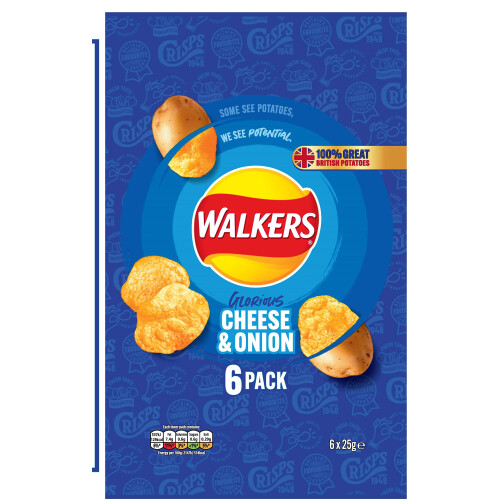 Walkers Walkers Cheese & Onion Crisps 6 Pack (18 Packs)