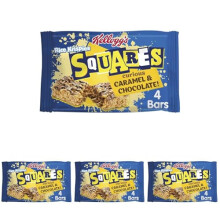 Kellogg's Rice Krispies Squares Chocolate Caramel Snack Bars Box, 4 x