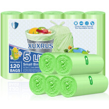 XUXRUS 5 Liter Food Waste Bags Green Bin Liners 5 Liter, 120 Counts