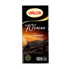 Valor Gluten Free Chocolate - 70% Dark Chocolate w/ Orange Pcs