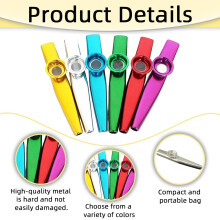 Metal Kazoo Musical Instruments for Adults Beginners - Aluminum Alloy Instrument for Guitar Piano Ukulele Accompaniment, Ideal Music Lover Gift Set(C