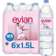 Evian Still Natural Mineral Water, 6 x 1.5l