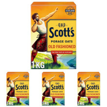 Scott's Porage Old Fashioned Porridge Oats, 1kg (Pack 4)