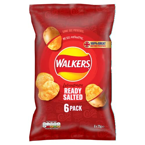 Walkers Walkers Ready Salted Crisps, 6 x 25g (Pack 4) 1