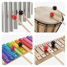 4 Pcs Silicone Head Percussion Mallets, 5.9 Inch Drum Sticks Oak Wood Handle Glockenspiel Mallets for Steel Tongue Drum, Xylophone, Glockenspiel, Han