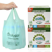 GreFusion 10l Tie Handle food waste Bags 160 count compostable caddy