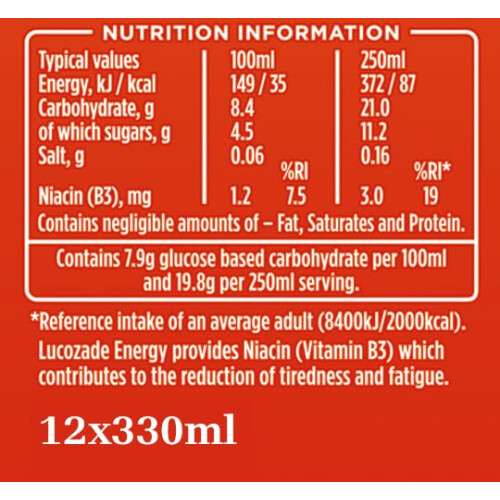 Lucozade Lucozade Energy Original 12 x 330ml (Pack 2) 1