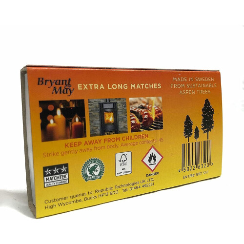 12 Boxes - Bryant & May Extra Long Safety Matches 1
