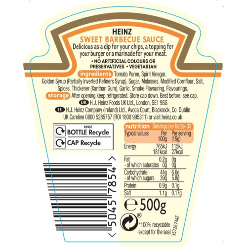 Heinz Heinz Sweet Barbecue Sauce 500g 1