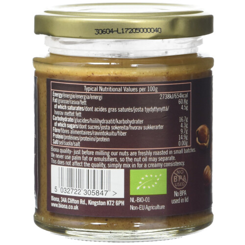 Biona Organic Hazelnut Butter 170g (Pack 3) 2