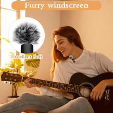4 Pcs Lapel Foam Microphone Windscreen & Furry Cover Set, High-Density Headset Mic Covers, Mini Pop Filter Windscreen for Lavalier Microphone Cover,