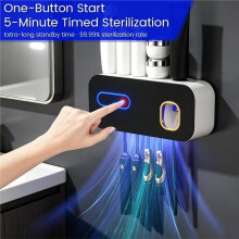 HOMEFISH Portable UV Toothbrush Sterilizer Holder Rechargeable Wall Mount Cordless Electric Toothbrush Dryer A