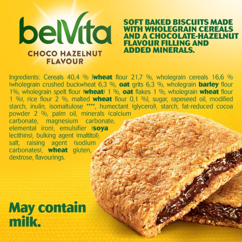 Belvita Bakes Filled Chocolate Hazelnut Biscuits, Cereal Bars w/ 1