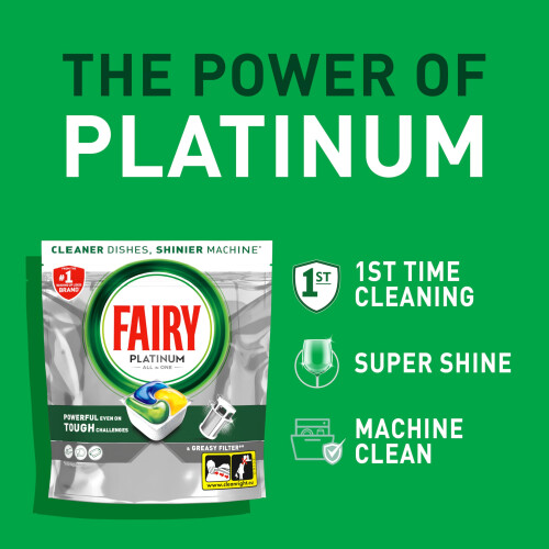 Fairy Fairy Platinum All In One Dishwasher Tablets, Lemon, 170 Tablets, For 1