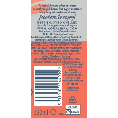 AQUA Libra Sparkling Water, Sugar 1