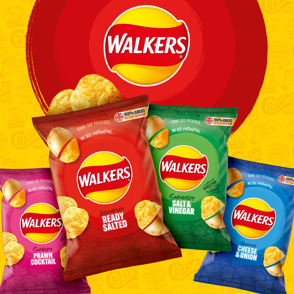 Walkers Cheese & Onion Vegetarian Crisps, Lunch & Snacking 6 X 25G