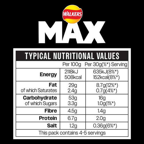 Walkers Walkers Max Paprika 140g (Pack 10) 2