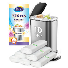Teivio 10 Liter Bin Bags 120 Counts Pedal Bin Liners, Plastic Waste