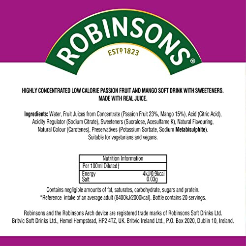Robinsons Mini Passionfruit & Mango Concentrate, 66ml (Pack 4) 1