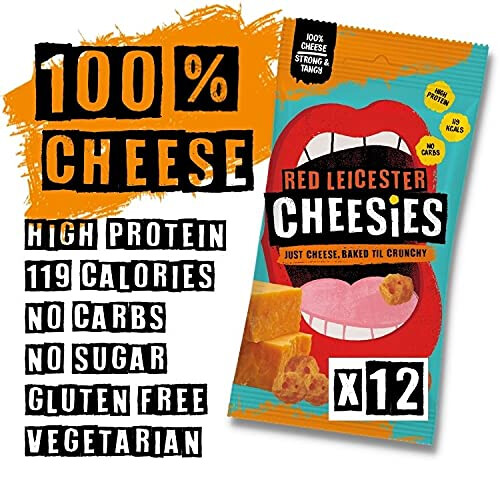 CHEESIES | Crunchy Snacking Cheese | Leicester | 100% Cheese | Keto 1