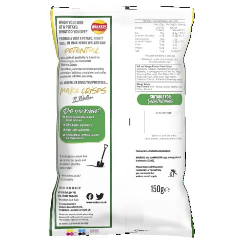 Walkers Walkers Salt & Vinegar 150g (Pack 10) 1