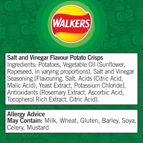 Walkers Walkers Salt & Vinegar 150g (Pack 10) 2