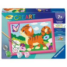 Ravensburger – CreArt Kids 13x18cm – Kunstnummer – Katze mit Schmetterlingen – Malen nach Zahlen Set – Ab 7 Jahren – 12023219