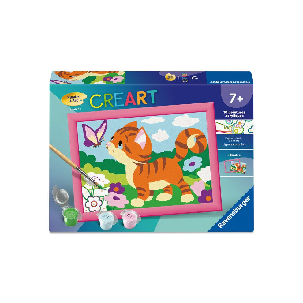 Ravensburger – Creart Kids 13X18cm – Art Number – Cat With Butterflies – Paint By Numbers Kit – From 7 Years – 12023219