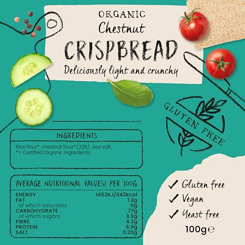Amisa Organic Chestnut Crispbread, 100g - Light & Crispy Texture 1