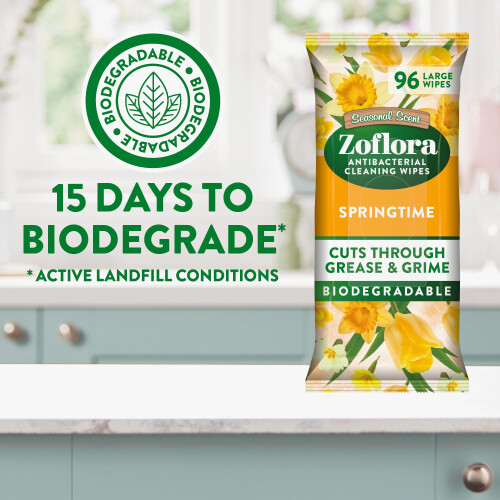 Zoflora Zoflora Springtime Biodegradable Wipes, Antibacterial Multi 2