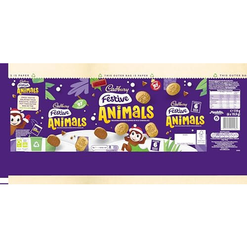 Cadbury Cadbury Festive Animal Shaped Biscuits w/ a Chocolate Base, Limited 1