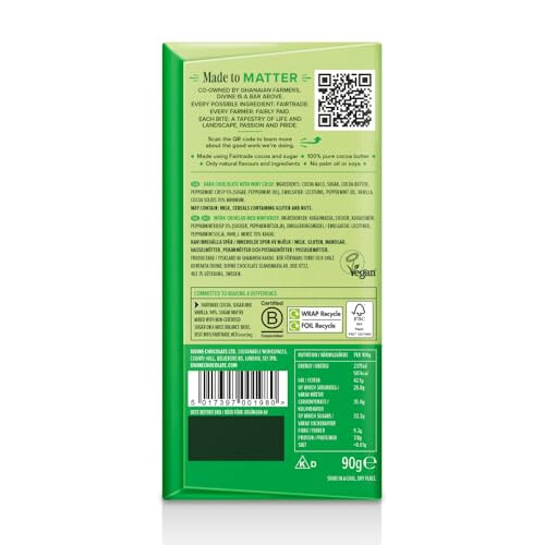 Divine 70% Cocoa Dark Chocolate w/ Mint Crisp 90g Bar 1