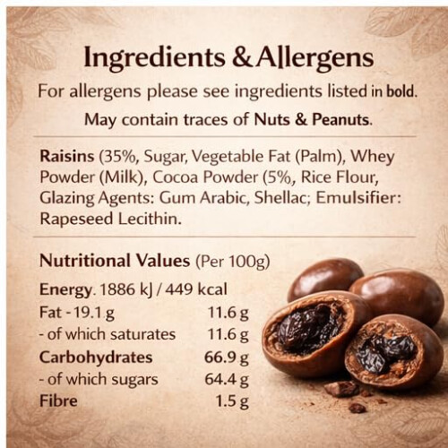 Chocolate Raisins - 1 Kilo Bulk Bag 1