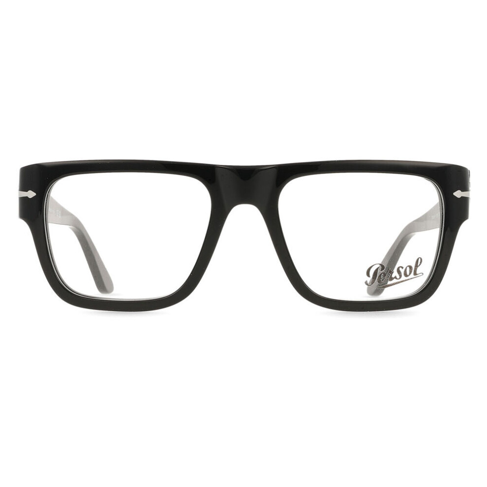 Persol Unisex Transparent Po3348v 95 Optical Frames Acetate Black Squared Normal - Image 4