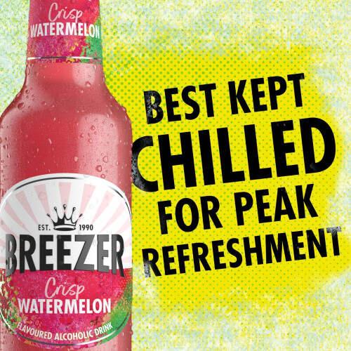 BREEZER Crisp Watermelon Flavoured Alcoholic Drinks, 3.4% vol., 27.5 2