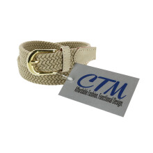 CTM Women's Elastic Braided Stretch Belt with Gold Buckle 25 mm