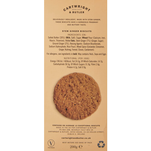 Cartwright & Butler | Stem Ginger Biscuits In Carton (Pack 3) 1