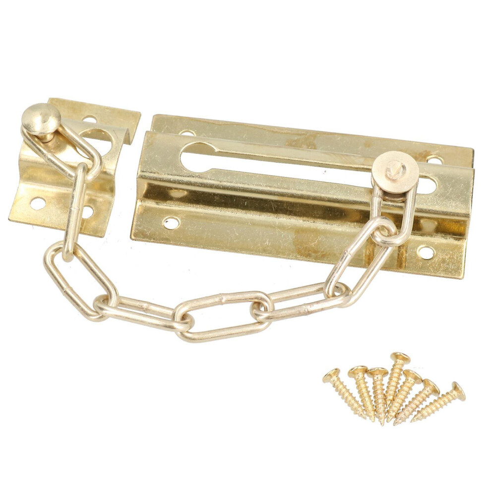 110Mm Security Door Chain Slide Lock Guard Bolt Safety Catch Brass Plated 9172296354110